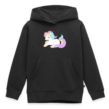 COLLECTION DOUX UNICORN KIDS - Sweat Premium à capuche enfant bio - noir - Devant - AI Model Kid Male (0cm)