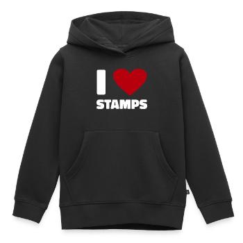 Philatélie Timbres Timbres Timbres Chemise Cadeaux - Sweat Premium à capuche enfant bio - noir - Devant - AI Model Kid Male (0cm)