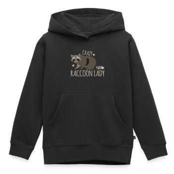 Dame de raton laveur fou Nouveau avec des ratons laveurs mignons - Sweat Premium à capuche enfant bio - noir - Devant - AI Model Kid Male (0cm)
