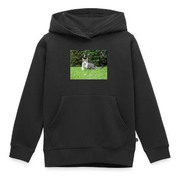Chaton curieux - Sweat Premium à capuche enfant bio - noir - Devant - AI Model Kid Male (0cm)