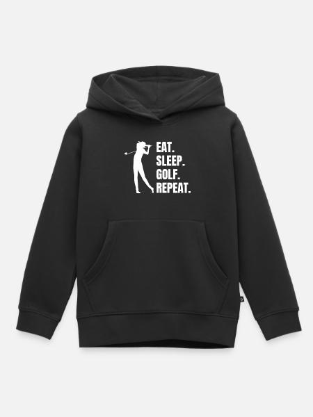 Golf Golfspielerin Spruch Golfschläger Golfball - Premium børne hættetrøje økologisk - sort
