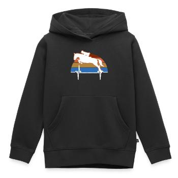 cheval islandais, cheval sauvage, cheval de dressa - Sweat Premium à capuche enfant bio - noir - Devant - AI Model Kid Male (0cm)