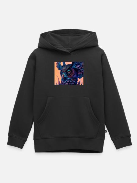 Eule - Kinder Premium Organic Hoodie - Schwarz