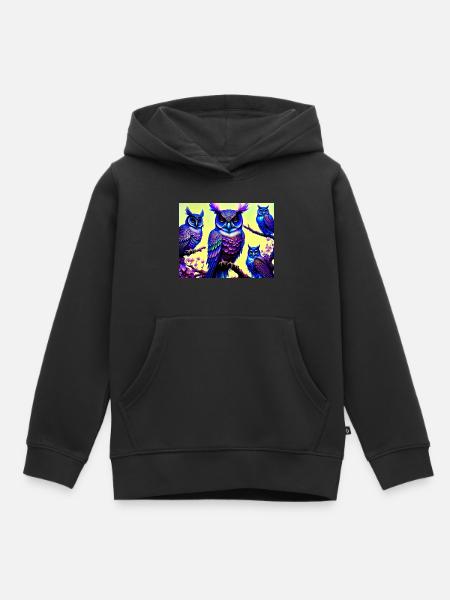 Eule - Kinder Premium Organic Hoodie - Schwarz
