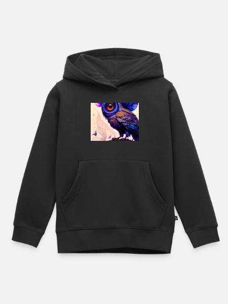 Eule - Kinder Premium Organic Hoodie - Schwarz