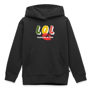LOL - Langage de l’amour - Sweat Premium à capuche enfant bio - noir - Devant - AI Model Kid Male (0cm)