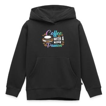 Un café avec une nouvelle passion - Sweat Premium à capuche enfant bio - noir - Devant - AI Model Kid Male (0cm)