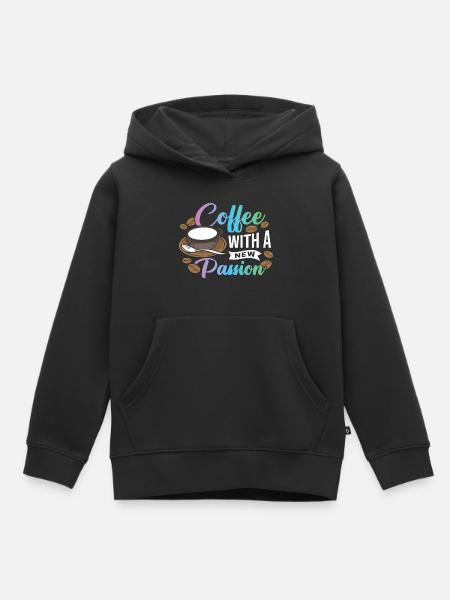 Coffee with a new Passion - Kinder Premium Organic Hoodie - Schwarz