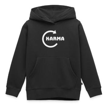 KARMA will return - Kids Premium Organic Hoodie - black - Front - AI Model Kid Male (0cm)