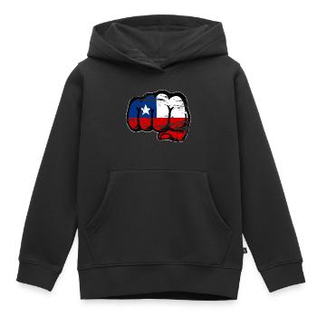 Poing du drapeau chilien utilisé - Sweat Premium à capuche enfant bio - noir - Devant - AI Model Kid Male (0cm)