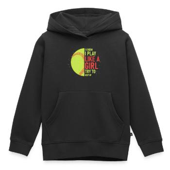 I Know I Play Like A Girl Try To Keep Up Softball - Kids Premium Organic Hoodie - black - Front - AI Model Kid Male (0cm)