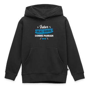 futur beau gosse / / t-shirt bébé / body bébé - Sweat Premium à capuche enfant bio - noir - Devant - AI Model Kid Male (0cm)