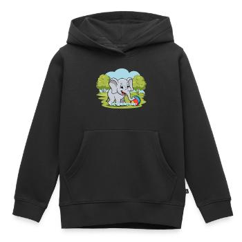 ELEFANTEN, FREUDE AUF SCHRITT UND TRITT - Kinder Premium Organic Hoodie - Schwarz - Vorne - AI Model Kid Male (0cm)