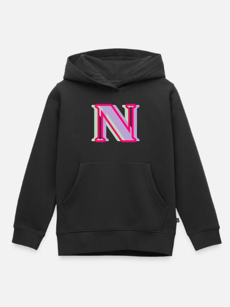 Mehrfarbiger Buchstabe n - Kinder Premium Organic Hoodie - Schwarz