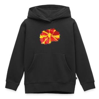 Macedonia flag in the Macedonia map - Kids Premium Organic Hoodie - black - Front - AI Model Kid Male (0cm)