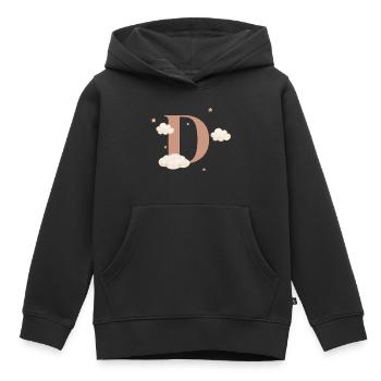 Buchstabe d bewölkt Sterne - Kinder Premium Organic Hoodie - Schwarz - Vorne - AI Model Kid Male (0cm)