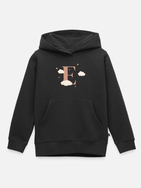 Buchstabe e bewölkt Sterne - Kinder Premium Organic Hoodie - Schwarz