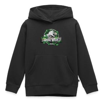 Jurassic World logo with T-Rex and trees - Kids Premium Organic Hoodie - black - Front - AI Model Kid Male (0cm)