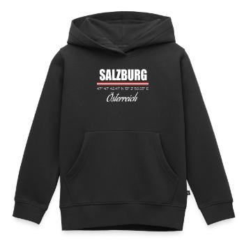 Salzbourg - Sweat Premium à capuche enfant bio - noir - Devant - AI Model Kid Male (0cm)