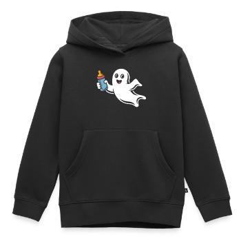 Fröhlicher Geist mit Fläschchen - Kinder Premium Organic Hoodie - Schwarz - Vorne - AI Model Kid Male (0cm)