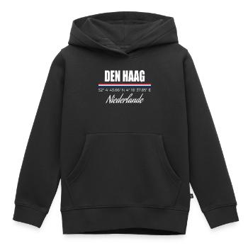 Den Haag - Kinder Premium Organic Hoodie - Schwarz - Vorne - AI Model Kid Male (0cm)