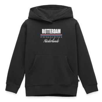 Rotterdam - Kinder Premium Organic Hoodie - Schwarz - Vorne - AI Model Kid Male (0cm)