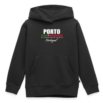 Porto - Kinder Premium Organic Hoodie - Schwarz - Vorne - AI Model Kid Male (0cm)