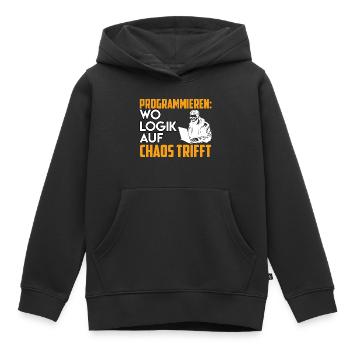 PROGRAMMATION OÙ LA LOGIQUE RENCONTRE LE CHAOS Drôle - Sweat Premium à capuche enfant bio - noir - Devant - AI Model Kid Male (0cm)
