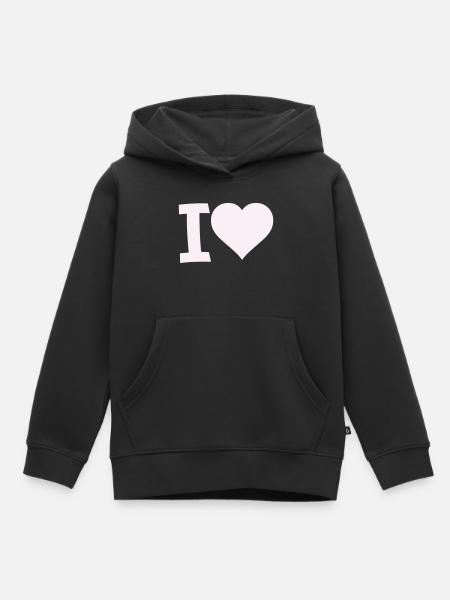 I Liebe Herz Motiv - Kinder Premium Organic Hoodie - Schwarz
