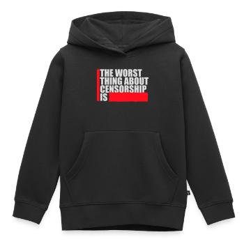 Le pire dans la censure, c’est l’ironie amusante - Sweat Premium à capuche enfant bio - noir - Devant - AI Model Kid Male (0cm)