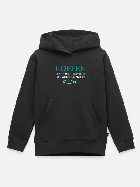 Coffee Cup Christian Gift - Kids Premium Organic Hoodie - black