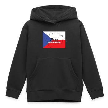 Prag - Hauptstadt mit GPS & Flagge - Kinder Premium Organic Hoodie - Schwarz - Vorne - AI Model Kid Male (0cm)
