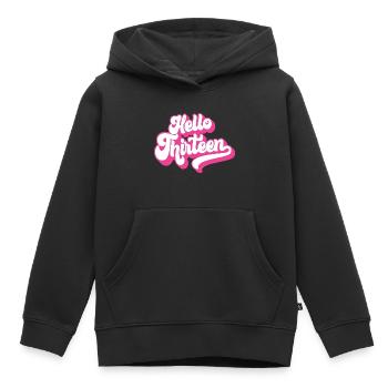Geschenk zum 13. Geburtstag, Hallo Dreizehn, 13 Jahre - Kinder Premium Organic Hoodie - Schwarz - Vorne - AI Model Kid Male (0cm)