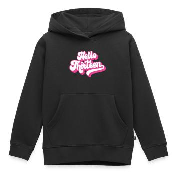Geschenk zum 13. Geburtstag, Hallo Dreizehn, 13 Jahre - Kinder Premium Organic Hoodie - Schwarz - Vorne - AI Model Kid Male (0cm)