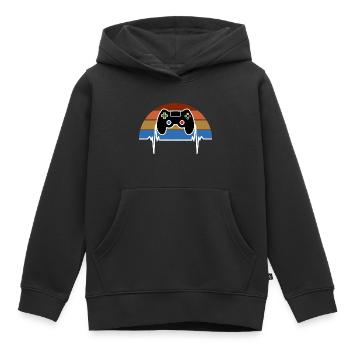 Console de Jeux Gamer Battement de Coeur - Sweat Premium à capuche enfant bio - noir - Devant - AI Model Kid Male (0cm)