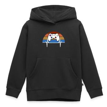 Heartbeat Gamer Spielkonsole - Kinder Premium Organic Hoodie - Schwarz - Vorne - AI Model Kid Male (0cm)