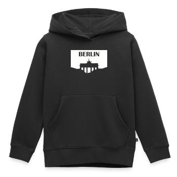 Porte de Brandebourg de Berlin blanc - Sweat Premium à capuche enfant bio - noir - Devant - AI Model Kid Male (0cm)