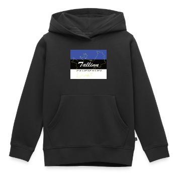 Tallinn - Hauptstadt mit GPS & Flagge - Kinder Premium Organic Hoodie - Schwarz - Vorne - AI Model Kid Male (0cm)