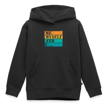 Moi moi-même et moi Retro Quote Statement - Sweat Premium à capuche enfant bio - noir - Devant - AI Model Kid Male (0cm)