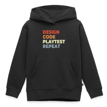 Flux de travail de développement de jeux - Sweat Premium à capuche enfant bio - noir - Devant - AI Model Kid Male (0cm)