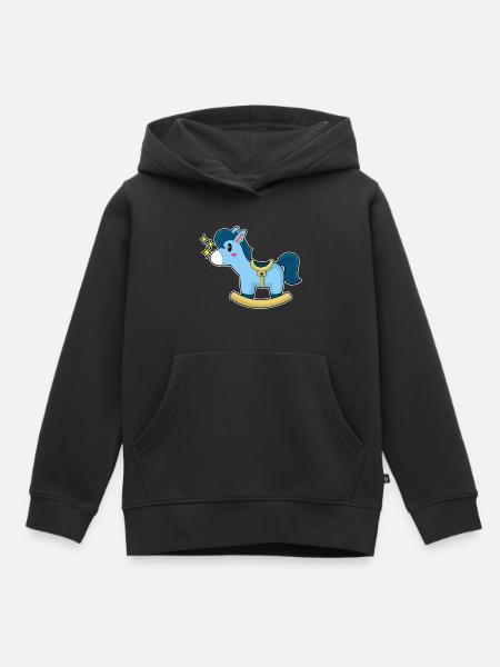 Süßes Schaukelpferd - Kinder Premium Organic Hoodie - Schwarz