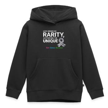 La sensibilisation aux maladies rares au service de l’unique - Sweat Premium à capuche enfant bio - noir - Devant - AI Model Kid Male (0cm)