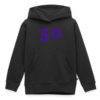 50. 50 ANS. 50e ANNIVERSAIRE. ANNIVERSAIRE 50 ANS. - Sweat Premium à capuche enfant bio - noir - Devant - AI Model Kid Male (0cm)