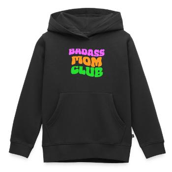 Club des mamans badass - Sweat Premium à capuche enfant bio - noir - Devant - AI Model Kid Male (0cm)