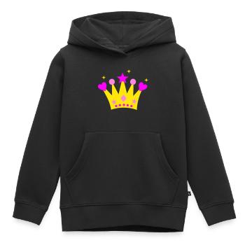 Krone - Kinder Premium Organic Hoodie - Schwarz - Vorne - AI Model Kid Male (0cm)