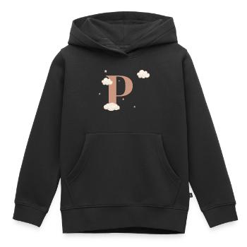 Buchstabe p bewölkt Sterne - Kinder Premium Organic Hoodie - Schwarz - Vorne - AI Model Kid Male (0cm)