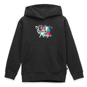 Music Love Music - Kids Premium Organic Hoodie - black - Front - AI Model Kid Male (0cm)
