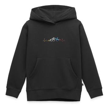 Berge Herzschlag Kreuz Christlich - Kinder Premium Organic Hoodie - Schwarz - Vorne - AI Model Kid Male (0cm)