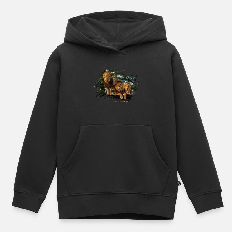 les Lions - Sweat Premium à capuche enfant bio - noir