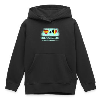 Spanien und Belgien Flagge 100% genial - Kinder Premium Organic Hoodie - Schwarz - Vorne - AI Model Kid Male (0cm)